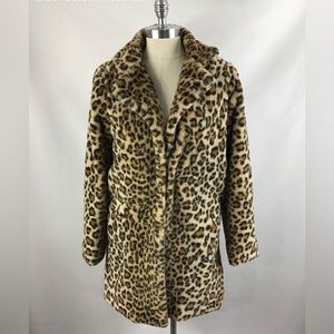 Retro I AM GIA Animal Faux Fur Jacket long sleeve women’s sz S LIKE NEW